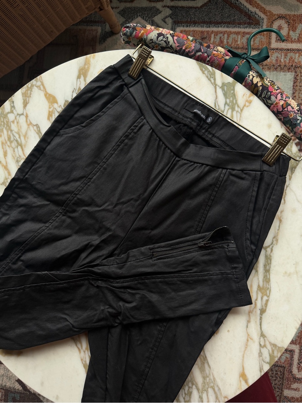 Mind Code Women’s Black “leather” pants with Ankle Zip Detail